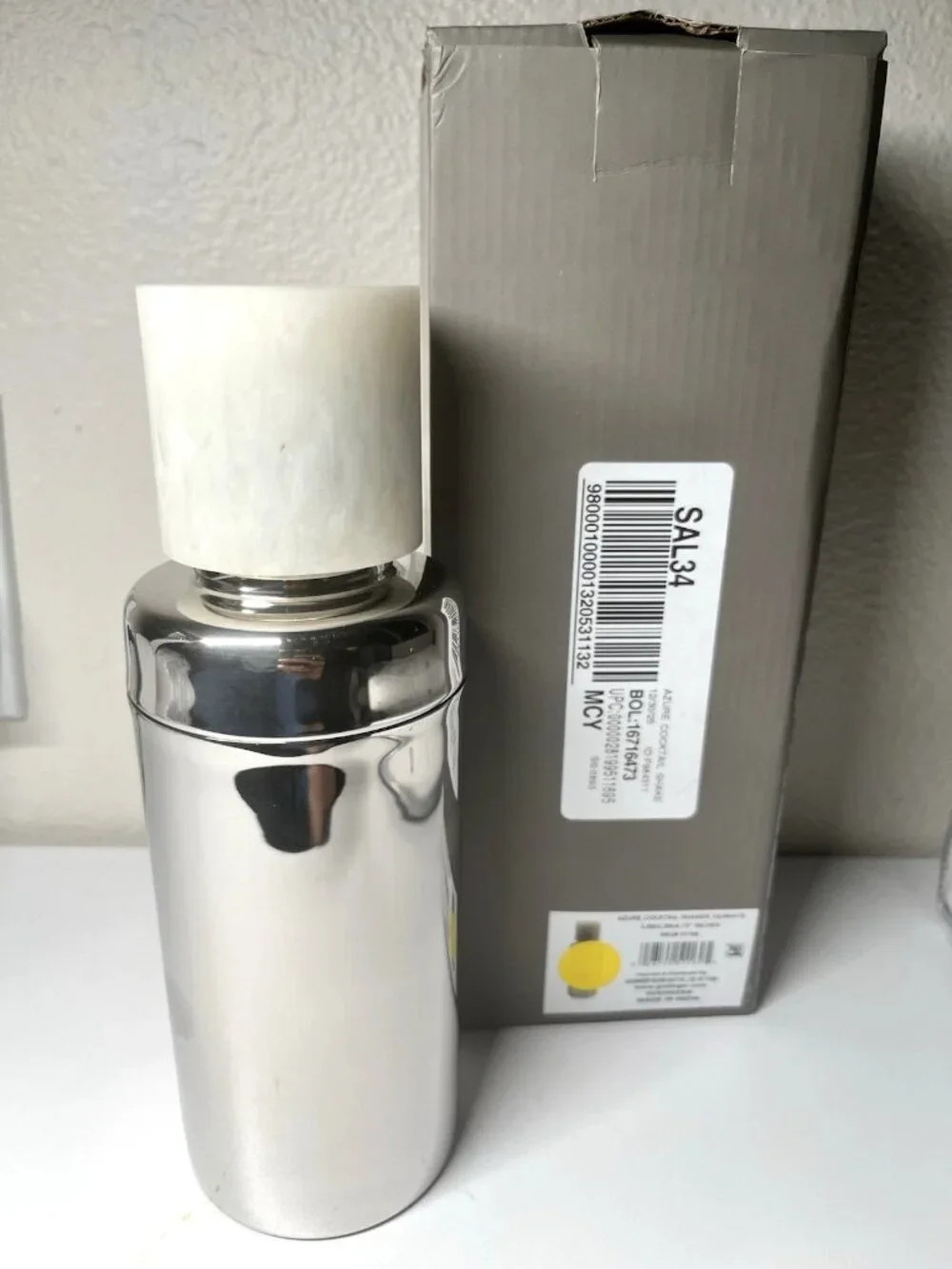 Godinger Stainless Steel Cocktail Shaker with White Lid – Bar Mixer